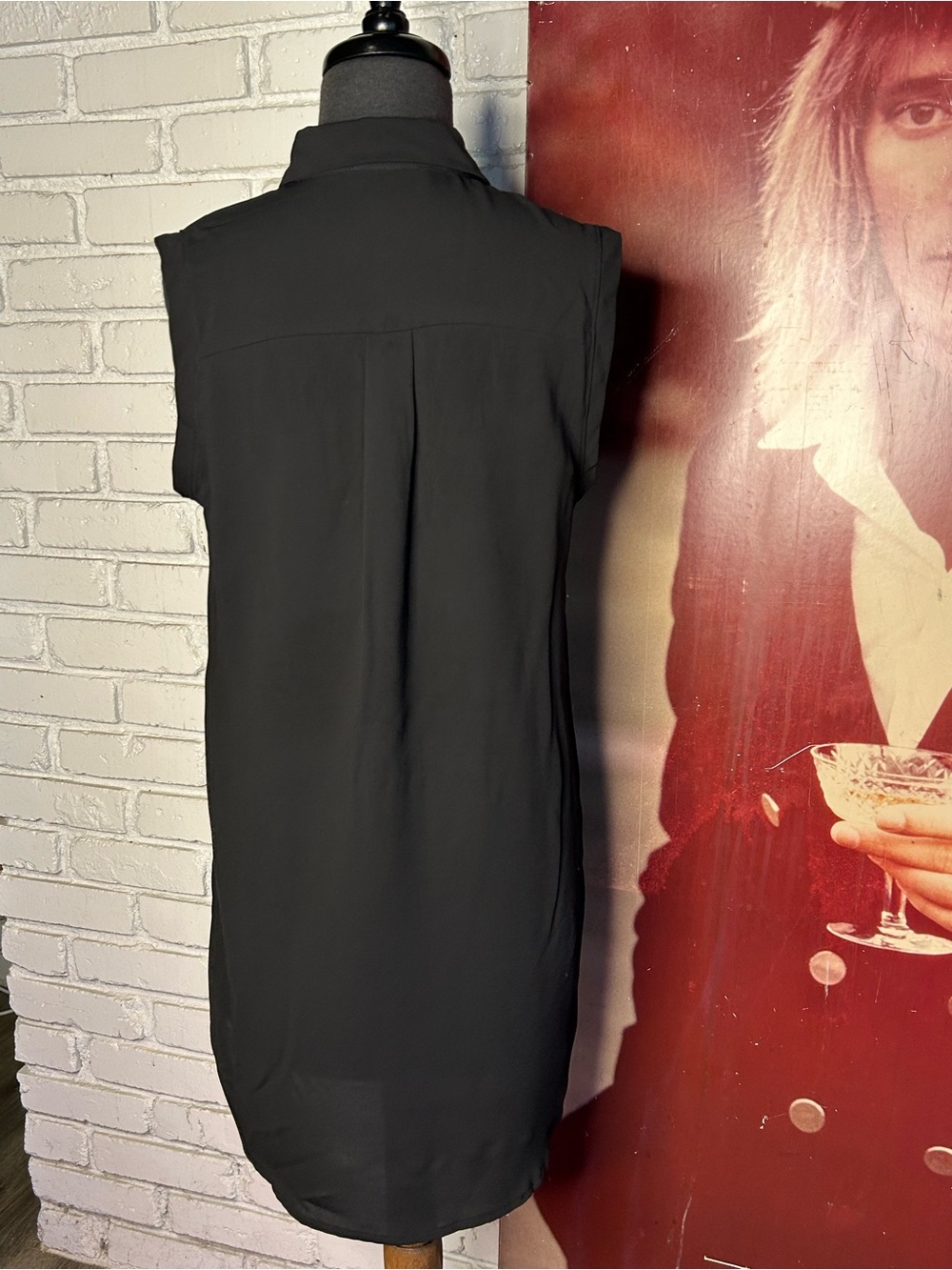 Vince Sleeveless Black Collared Shift Dress/Tunic - Silk - Picture 5 of 5